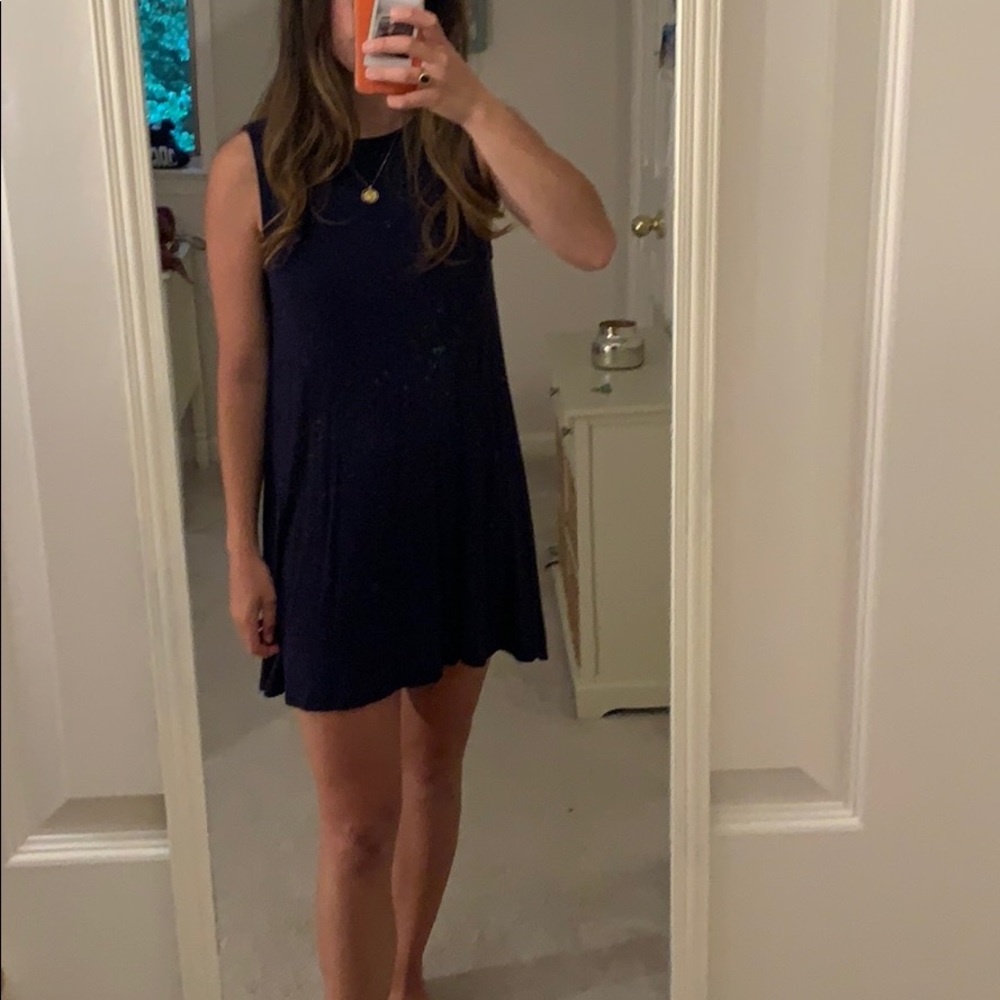 Dark blue high neck dress